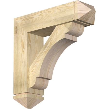 Olympic Arts And Crafts Rough Sawn Bracket W/ Offset Brace, Douglas Fir, 8W X 30D X 30H